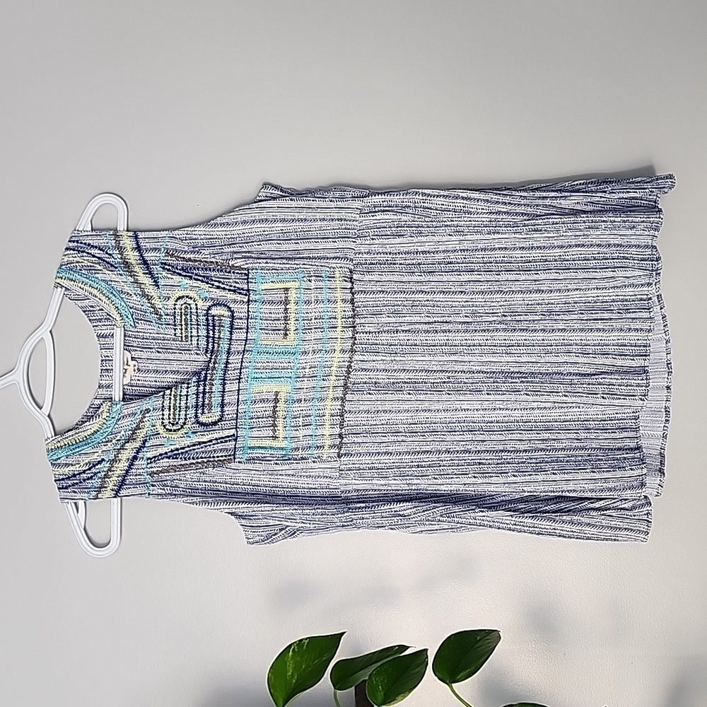 TRIBAL jeans v neck striped Aztec tunic top blouse top medium